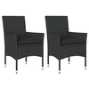 Image de 2 Chaises de jardin avec coussins noir résine tressée