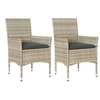 Image de Lot de 2 Chaises de jardin avec coussins gris clair résine tressée