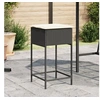 Image de Tabourets de bar jardin coussins lot de 2 noir résine tressée