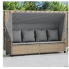 Image de Chaise Longue avec Auvent et Coussins, Siège avec Dossier, Transat avec Housse Jardin Terrasse Patio, Moderne, Beige 368356