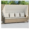 Image de Chaise longue avec auvent et coussins beige résine tressée368357
