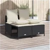 Image de Salon de jardin resine tressee noir 4 pieces x 52 x 61.5 4 personnes