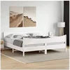 Image de Cadre de Lit et Tête de Lit, Lit Double avec Sommier à Lattes, Lit Adulte de Chambre, Moderne, Blanc 180x200 cm Bois 3216373