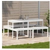 Image de Table de Pique-nique, Table à Manger Rectangulaire, Meuble de Camping Jardin Terrasse Patio Extérieur, Moderne, Blanc 832563