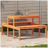 Image de Table de Pique-nique, Table à Manger Rectangulaire, Meuble de Camping Jardin Terrasse Patio Extérieur, Moderne, Cire 844647