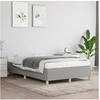 Image de Cadre de Lit, Lit Rembourré avec Sommier à Lattes, Lit Double avec Pied, Lit Adulte de Chambre, Moderne, Gris Clair 379515