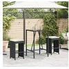Image de Tabourets de bar jardin coussins lot de 2 noir résine tressée, tabouret, tabouret de bar extérieur, chaise de bar, 368686