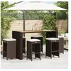 Image de Tabourets de bar jardin coussins lot de 6 marron résine tressée, tabouret, tabouret de bar extérieur, chaise de bar, 368691
