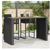 Image de Table de bar de jardin et dessus en bois d'acacia noir résine tressée, table d'extérieur, table à manger de jardin, 368700
