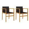 Image de 2 Chaises de jardin noir résine tressée et bois massif