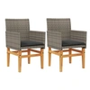 Image de Lot de 2 Chaises de jardin avec coussins gris résine tressée et bois