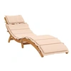 Image de Chaise longue avec coussin beige bois d acacia solide