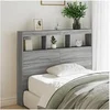 Image de Armoire Tête de Lit avec LED, Panneau de Lit avec Compartiment, Tête de Lit avec Armoire, Meuble de Chambre à 839194