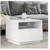 Image de Table Basse avec Lumières LED, Table d'Appoint, Bout de Canapé, Meuble de Salon Salle de Séjour, Moderne, Blanc Bois 839826