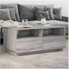Image de Table Basse avec Lumières LED, Table d'Appoint avec Tiroirs, Bout de Canapé, Meuble de Salon Salle de Séjour, 839838