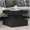 Image de Table Basse avec Lumières LED, Table d'Appoint, Bout de Canapé, Meuble de Salon Salle de Séjour, Moderne, Noir Bois 839841