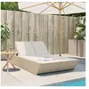 Image de Chaise longue double avec coussins beige résine tressée, lit de bronzage, chaise longue inclinable, lit de jour 368183