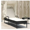 Image de Chaise longue avec auvent noir résine tressée, lit de bronzage, chaise longue inclinable, lit de jour d'extérieur, 368188
