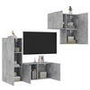 Image de Unités Murales TV 4 pcs, Armoires de Télévision Suspendues avec Rangement, Meubles Télé de Salon, Moderne, Gris Béton Bois d'Ingénierie
