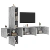 Image de Unités Murales TV 5 pcs, Armoires de Télévision Suspendues avec Rangement, Meubles Télé de Salon, Moderne, Gris Béton Bois d'Ingénierie