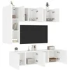 Image de Unités Murales TV 5 pcs, Armoires de Télévision Suspendues avec Rangement, Meubles Télé de Salon, Moderne, Blanc Bois d'Ingénierie