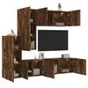 Image de Unités Murales TV 5 pcs, Armoires de Télévision Suspendues avec Rangement, Meubles Télé de Salon, Moderne, Chêne Fumé Bois d'Ingénierie