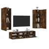 Image de Unités Murales TV 5 pcs, Armoires de Télévision Suspendues avec Rangement, Meubles Télé de Salon, Moderne, Chêne Fumé Bois d'Ingénierie