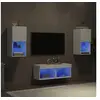 Image de Meuble TV Mural avec Lumières LED 4 pcs, Armoires de Télévision Suspendues avec Rangement, Meubles Télé Salon, 3216569