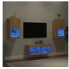 Image de Meubles TV Muraux avec Lumières LED 4 pcs, Armoires de Télévision Suspendues, Meubles Télé Flottants, Moderne, Chêne 3216571