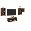 Image de Meubles TV Muraux avec Lumières LED 4 pcs, Armoires de Télévision Suspendues, Meubles Télé Flottants, Moderne, Chêne Fumé Bois d'Ingénierie