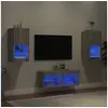 Image de Meubles TV Muraux avec Lumières LED 4 pcs, Armoires de Télévision Suspendues, Meubles Télé Flottants, Moderne, Sonoma 3216574