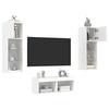 Image de Meubles TV Muraux avec Lumières LED 4 pcs, Armoires de Télévision Suspendues, Meubles Télé Flottants, Moderne, Blanc Bois d'Ingénierie