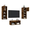 Image de Meubles TV Muraux avec Lumières LED 4 pcs, Armoires de Télévision Suspendues, Meubles Télé Flottants, Moderne, Chêne Fumé Bois d'Ingénierie