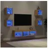 Image de Unités Murales TV avec LED 7 pcs, Armoires de Télévision Suspendues, Meubles Télé de Salon, Moderne, Chêne Sonoma 3216585