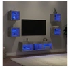 Image de Unités Murales TV avec LED 7 pcs, Armoires de Télévision Suspendues, Meubles Télé de Salon, Moderne, Gris Béton Bois 3216586