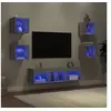 Image de Unités Murales TV avec LED 7 pcs, Armoires de Télévision Suspendues, Meubles Télé de Salon, Moderne, Gris Sonoma Bois 3216588