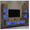 Image de Unités Murales TV avec LED 8 pcs, Armoires de Télévision Suspendues, Meubles Télé de Salon, Moderne, Chêne Sonoma 3216592