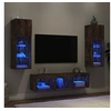 Image de Unités Murales TV avec LED 5 pcs, Armoires de Télévision Suspendues, Meubles Télé de Salon, Moderne, Chêne Fumé Bois d'Ingénierie