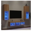 Image de Unités Murales TV avec LED 5 pcs, Armoires de Télévision Suspendues, Meubles Télé de Salon, Moderne, Chêne Sonoma 3216606