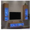 Image de Unités Murales TV avec LED 6 pcs, Armoires de Télévision Suspendues, Meubles Télé de Salon, Moderne, Chêne Sonoma Bois d'Ingénierie