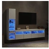 Image de Unités Murales TV avec LED 4 pcs, Armoires de Télévision Suspendues, Meubles Télé de Salon, Moderne, Blanc Bois 3216711