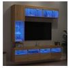 Image de Ensemble de Meubles TV Muraux et Lumières LED 7 pcs, Armoires de Télévision Suspendues, Ensemble de Meubles Télé Flottants, Chêne Sonoma