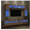 Image de Ensemble de meubles TV muraux 8pcs et lumières LED chêne sonoma