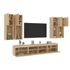 Image de Ensemble de Meubles TV Muraux et Lumières LED 7 pcs, Armoires de Télévision Suspendues, Ensemble de Meubles Télé Flottants, Chêne Sonoma