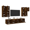 Image de Ensemble de Meubles TV Muraux et Lumières LED 7 pcs, Armoires de Télévision Suspendues, Ensemble de Meubles Télé Flottants de Salon, Chêne Fumé