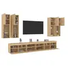 Image de Ensemble de meubles TV muraux 7pcs et lumières LED chêne sonoma