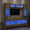 Image de Ensemble de Meubles TV Muraux et Lumières LED 6 pcs, Armoires de Télévision Suspendues, Ensemble de Meubles Télé Flottants, Chêne Sonoma