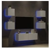 Image de Meubles TV Muraux avec Lumières LED 5 pcs, Armoires de Télévision Suspendues, Meubles Télé Flottants, Moderne, Blanc 3216860
