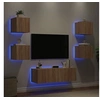 Image de Meubles TV Muraux avec Lumières LED 5 pcs, Armoires de Télévision Suspendues, Meubles Télé Flottants, Moderne, Chêne 3216862