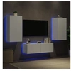 Image de Meubles TV Muraux avec Lumières LED 3 pcs, Armoires de Télévision Suspendues, Meubles Télé Flottants, Moderne, Blanc 3216874